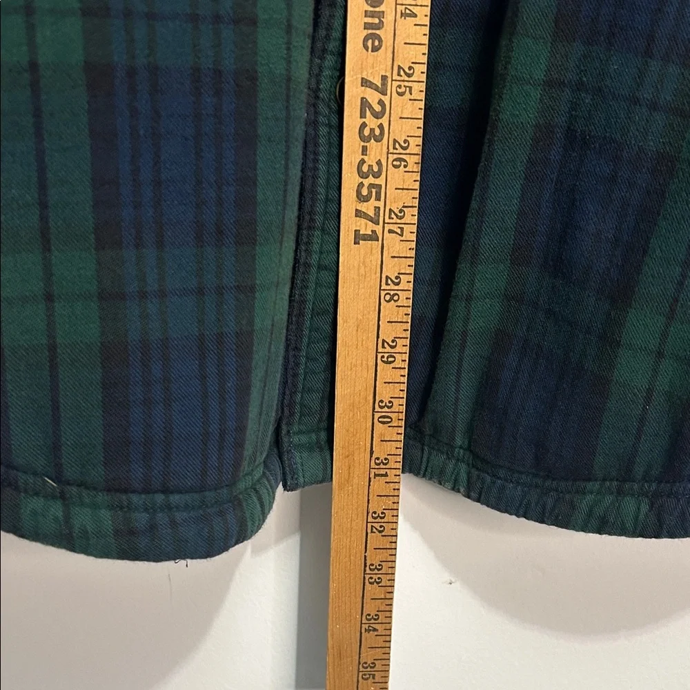 L.L. Bean Men's Plaid Sherpa Lined Flannel Jacket in Green and Navy Men’s Size L